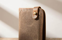 Cool Canvas Leather Mens Bifold Long Wallet Long Wallet for Men