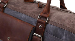 Mens Waxed Canvas Leather Large Weekender Bag Canvas Travel Bag for Men