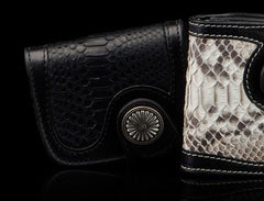 Handmade Leather Wallet Biker Wallet Snake Skin Wallet Cool Wallets for Men Biker Chain Wallet