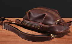Cool Leather Mens Sling Bag Shoulder Sling Bag Chest Bag for men