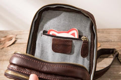 Coffee Leather Mens Sling Bag Sling Shoulder Bag Sling Chest Bag for men