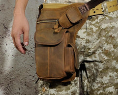 Cool Biker Mens Leather Drop Leg Bag Waist Bag Side Bag Belt Pouch Shoulder Bag for Men