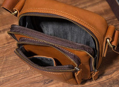 Cool Leather Mens Small Messenger Bag Side Bag Small Shoulder Bag for Men
