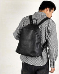 Fashion Leather Mens Cool Backpack Large Black Travel Backpack for men