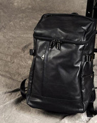 Genuine Leather Mens Cool Backpack Large Black Travel Backpack for men