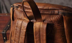 Cool Brown Leather Mens Backpack Large Brown Travel Backpack Hiking Backpack for men