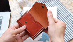 Leather Mens Card Wallet Front Pocket Wallet Small Slim Wallet Change Wallet for Men