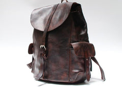 Cool Black Coffee Mens Leather Backpack Travel Backpack School Backpacks for men