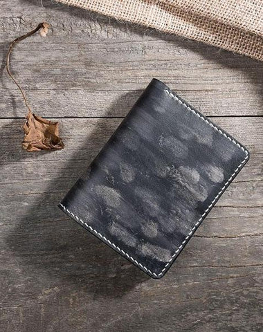 Handmade Leather Mens Cool Slim Leather Wallet Men Small Wallets Bifold for Men