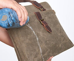 Mens Gray Canvas Briefcase Handbag Work Bag Business Bag for Men