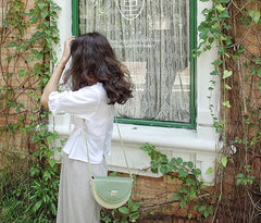 Cute Leather Red Green Womens Mini Saddle Purse Saddle Shoulder Bag for Women