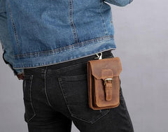 Leather Mens Cigarette Cases with Belt Loop Cell Phone Holster Belt Pouch for Men