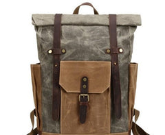 Waxed Canvas Leather Mens Travel Backpacks Canvas Backpack Canvas School Backpack for Men