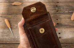 Cool Leather Mens Coffee Long Zipper Clutch Wallet Long Wallet for Men