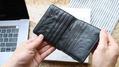 Leather Mens Front Pocket Wallet Small Wallet Slim Wallet billfold Card Wallet for Men