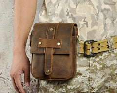Cool Mens Leather Small Side Bag Belt Pouch Holster Belt Case Waist Pouch for Men