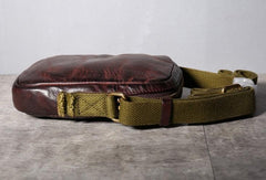 Handmade Genuine Leather Mens Cool Messenger Bag Sling Bag Chest Bag Bike Bag Cycling Bag for men