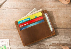 Leather Mens Slim Cards Holder Front Pocket Wallets Card Wallet for Men