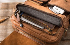 Cool Brown Mens Leather Backpacks Travel Backpacks Laptop Backpack for men