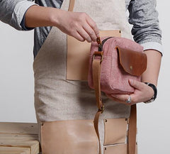 Cool Mens Canvas Leather Side Bag Gray Courier Bag Messenger Bag for Men