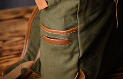 Green Canvas Mens Cool Backpack Large Travel Backpack Canvas Hiking Backpack for Men