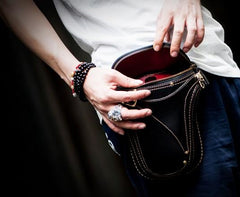 Leather Belt Pouches Mens Small Cases Waist Bag Hip Pack Belt Bag for Men