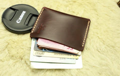 Handmade Leather Mens Slim Front Pocket Wallet Leather Small Wallets  for Men