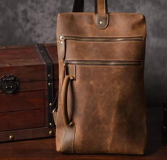 Genuine Leather Mens Cool Chest Bag Sling Bag Crossbody Bag Travel Bag Hiking Bag for men