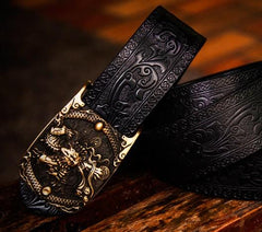 Handmade Cool Leather Mens Belt Leather Men Black Belts for Men