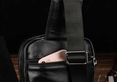 Cool Leather Mens Sling Bag Sling Shoulder Bag Sling Backpacks Chest Bag for men