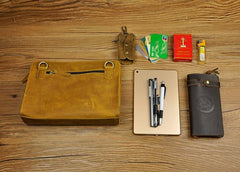 Vintage Large Leather Mens Wristlet Bag Wristlet Wallet Side Bag Clutch Wallet for Men