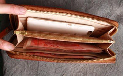 Handmade Leather Wristlet Wallet Mens Long Wallet Cool Long Clutch Wallet for Men