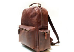Vintage Coffee Mens Leather Backpack Travel Backpacks Laptop Backpack for men