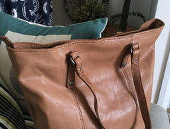 Vintage WOMENs Brown Large LEATHER Tote Bag Fashion Tote Purse FOR WOMEN