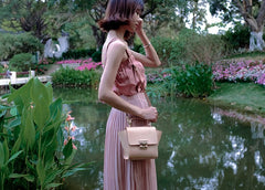 Stylish Leather Beige Womens Handbag Shoulder Bag Crossbody Purse for Women