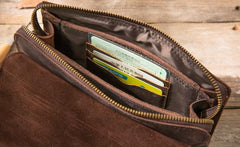 Cool Leather Mens Large Long Zipper Clutch Wallet Long Wallet for Men