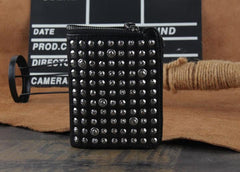 Genuine Leather Mens Cool billfold Punk Rock Leather Wallet Men Small Wallets Bifold for Men