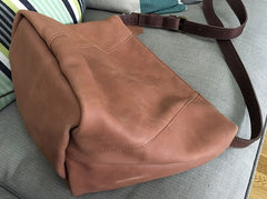 Vintage LEATHER WOMENs Bucket SHOULDER BAG Barrel Crossbody Purse FOR WOMEN