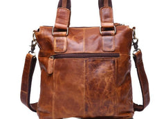Vintage Coffee Leather Mens Briefcase Laptop Bag Business Bags Work Bag for Men
