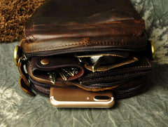 Small Mens Leather Belt Pouch Side Bag Belt Case Waist Pouch Holster for Men