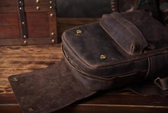 Vintage Leather Mens Backpack Travel Backpack Cool Satchel Backpack for men