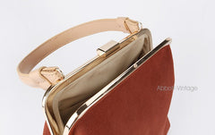 Vintage Leather Womens Frame Handbag Frame Purse Handbag for Women