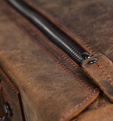 Vintage Coffee Leather Mens Briefcase Work Bag Laptop Bag Business Bag for Men