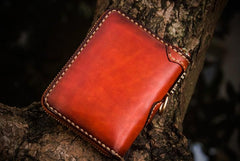 Handmade Leather Tibetan Mens billfold Wallets Cool Chain Wallet Small Biker Wallet for Men