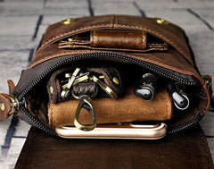 Mens Leather Small Side Bag COURIER BAGs Waist Pouch Holster Belt Case Belt Pouch for Men