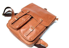 Leather Brown Mens Backpack Cool Travel Backpacks Laptop Backpack for men
