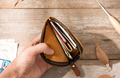 Cool Leather Mens Small Front Pocket Wallet Vintage billfold Wallets for Men