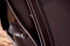 Handmade Leather Mens Cool Backpack Large Black Travel Backpack Hiking Backpack for men