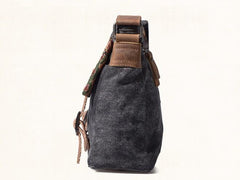 Vintage Mens Canvas Gray Cool Side Bag Messenger Bag Shoulder Bag for Men