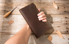 Vintage Cool Mens long Wallet Leather Wallet Long Wallet for Men